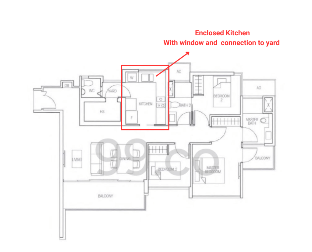Bartley Residences floor plan with enclosed kitchen